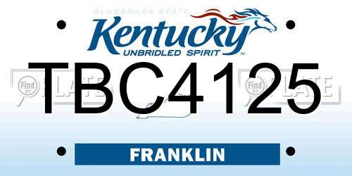 TBC4125 Kentucky License Plate