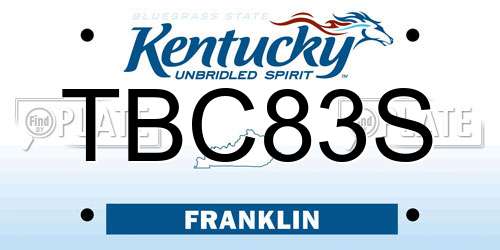 TBC83S Kentucky License Plate