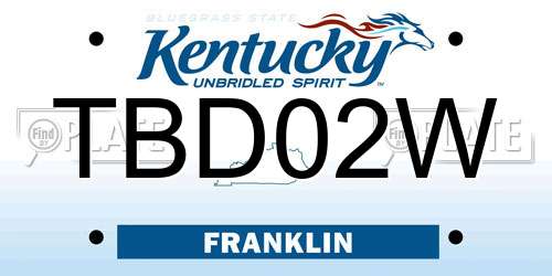 TBD02W Kentucky License Plate
