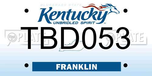 TBD053 Kentucky License Plate