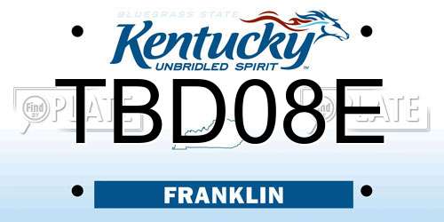 TBD08E Kentucky License Plate