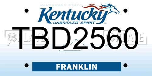 TBD2560 Kentucky License Plate
