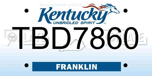 TBD7860 Kentucky License Plate