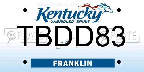 TBDD83 Kentucky License Plate