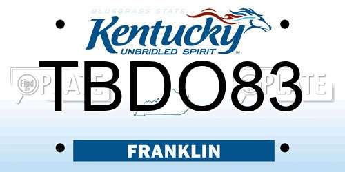 TBDO83 Kentucky License Plate