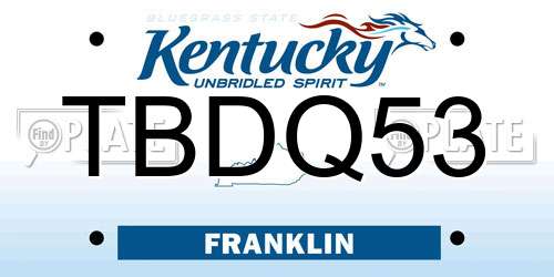 TBDQ53 Kentucky License Plate