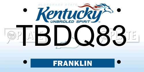 TBDQ83 Kentucky License Plate