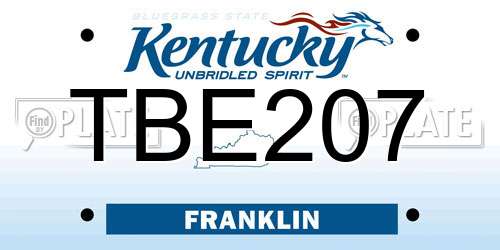 TBE207 Kentucky License Plate