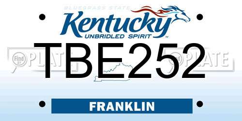 TBE252 Kentucky License Plate