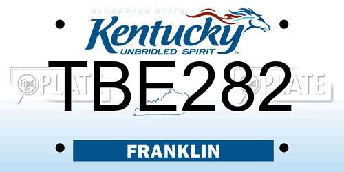 TBE282 Kentucky License Plate