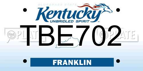 TBE702 Kentucky License Plate