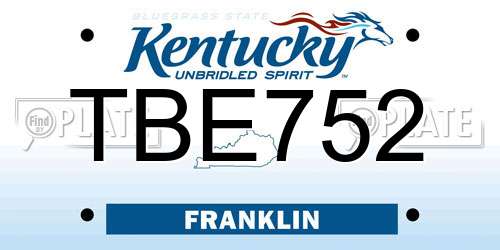 TBE752 Kentucky License Plate