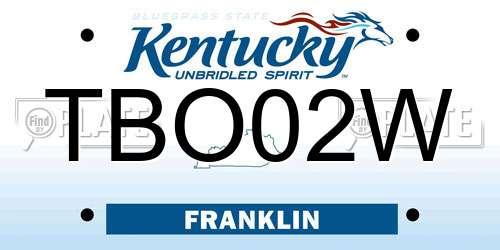 TBO02W Kentucky License Plate