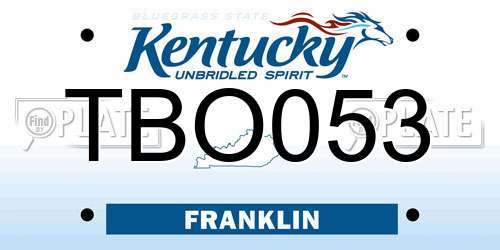 TBO053 Kentucky License Plate