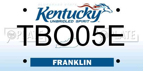 TBO05E Kentucky License Plate
