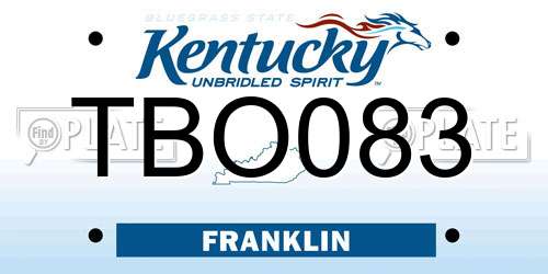TBO083 Kentucky License Plate