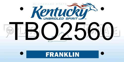 TBO2560 Kentucky License Plate