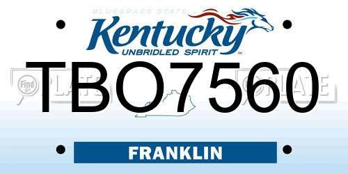 TBO7560 Kentucky License Plate