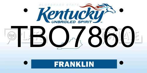 TBO7860 Kentucky License Plate