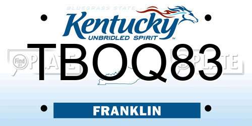 TBOQ83 Kentucky License Plate
