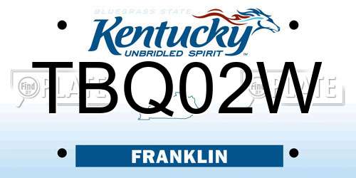 TBQ02W Kentucky License Plate