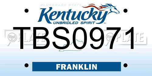 TBS0971 Kentucky License Plate