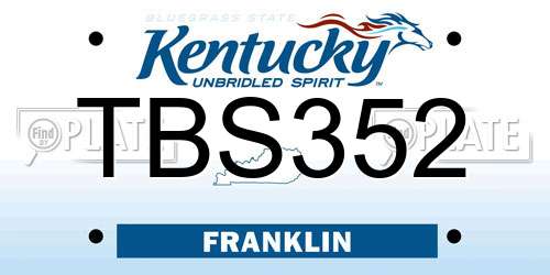 TBS352 Kentucky License Plate