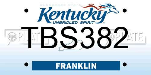TBS382 Kentucky License Plate