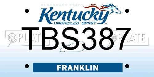 TBS387 Kentucky License Plate