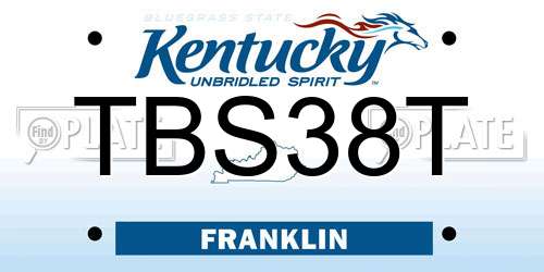 TBS38T Kentucky License Plate