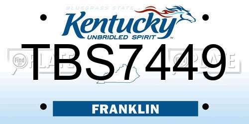 TBS7449 Kentucky License Plate