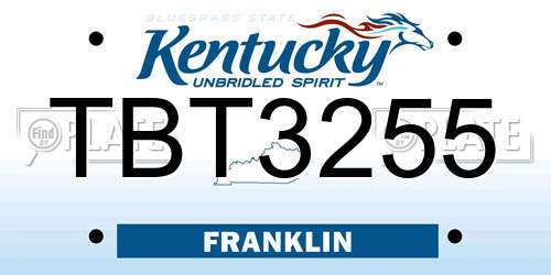 TBT3255 Kentucky License Plate