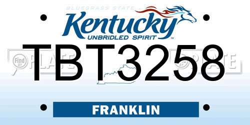 TBT3258 Kentucky License Plate