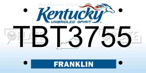 TBT3755 Kentucky License Plate