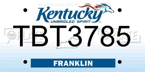 TBT3785 Kentucky License Plate