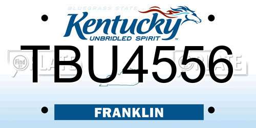 TBU4556 Kentucky License Plate