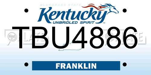 TBU4886 Kentucky License Plate