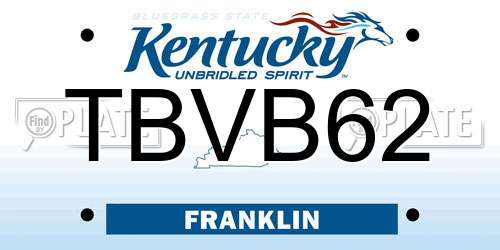TBVB62 Kentucky License Plate