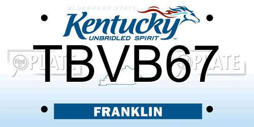 TBVB67 Kentucky License Plate
