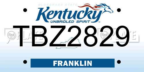 TBZ2829 Kentucky License Plate