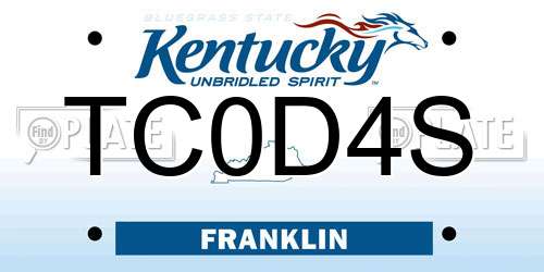 TC0D4S Kentucky License Plate