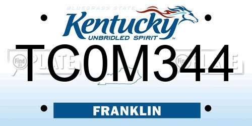 TC0M344 Kentucky License Plate
