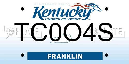 TC0O4S Kentucky License Plate