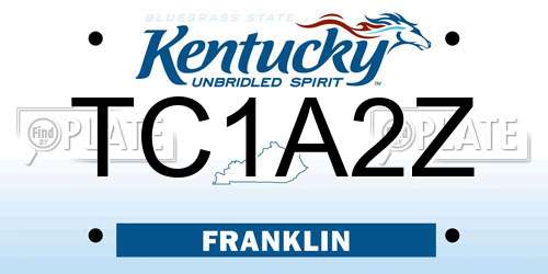 TC1A2Z Kentucky License Plate