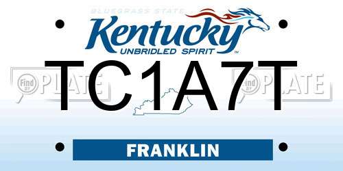 TC1A7T Kentucky License Plate