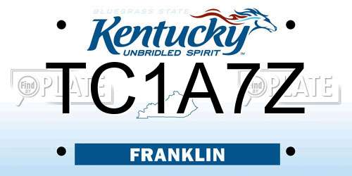 TC1A7Z Kentucky License Plate