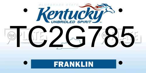 TC2G785 Kentucky License Plate