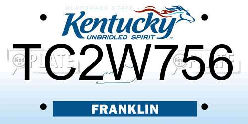 TC2W756 Kentucky License Plate