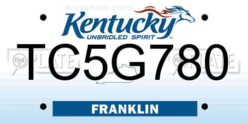 TC5G780 Kentucky License Plate