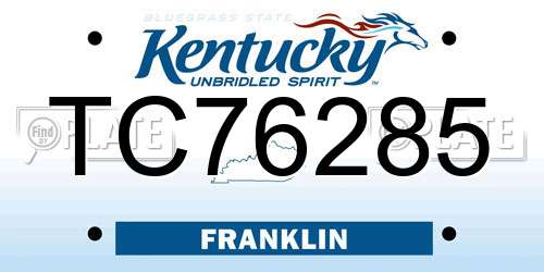 TC76285 Kentucky License Plate